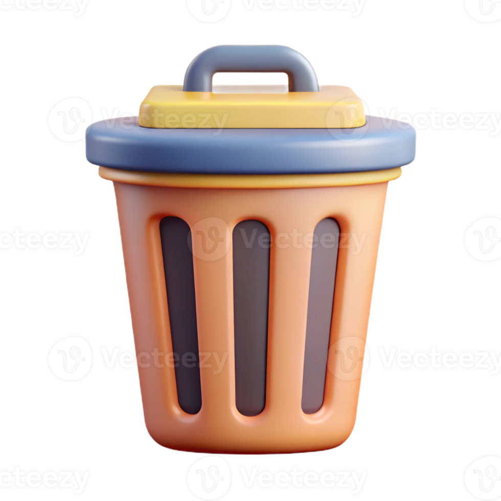 vibrant joyful industrial A scalable trash can icon. Geometric, flat color, single-weight stroke with Scalable Design. 4K png