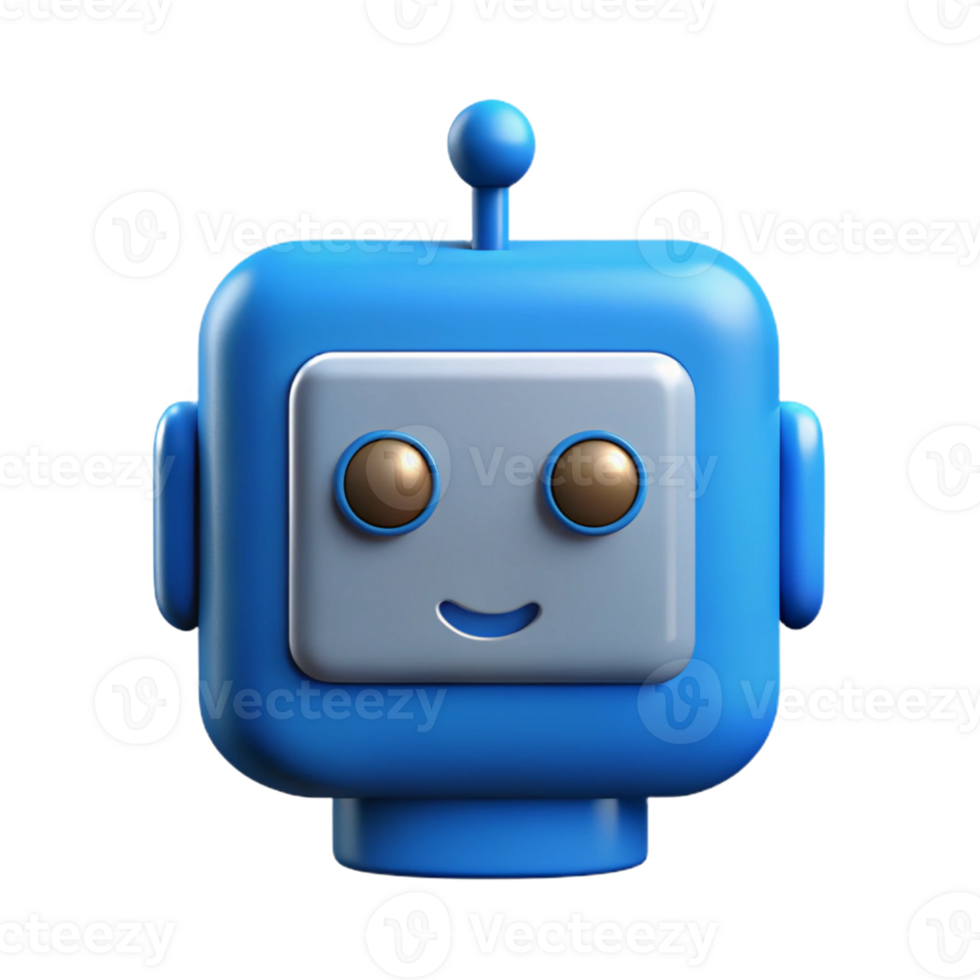 sumptuous whimsical creative Square robot with rounded corners and simple antennae. Minimal, flat blue color with Scalable Design. luxury png