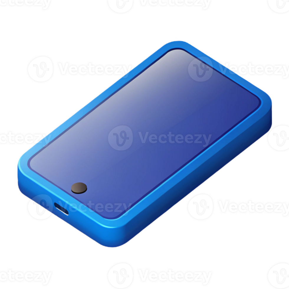 stunning geometric Flat color isometric phone with clean lines and a blue screen with Scalable Design. professional png