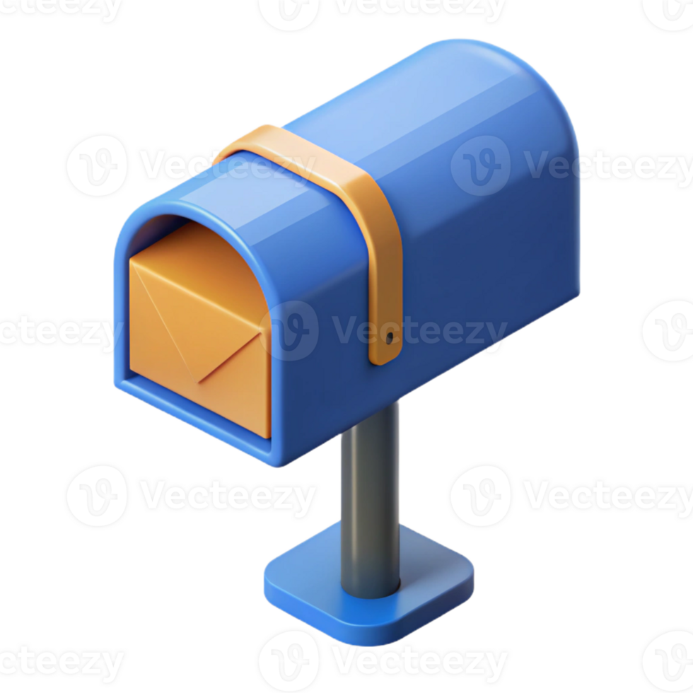 pristine surreal Isometric mailbox. Minimal, crisp edges, flat color. with Scalable Design. masterfully captured png