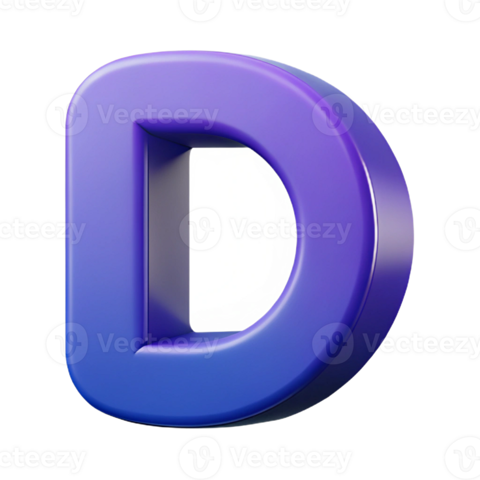 splendid reflective abstract Symmetrical D formed from a circle and a rectangle. Flat color, clean lines with Scalable Design. studio quality png