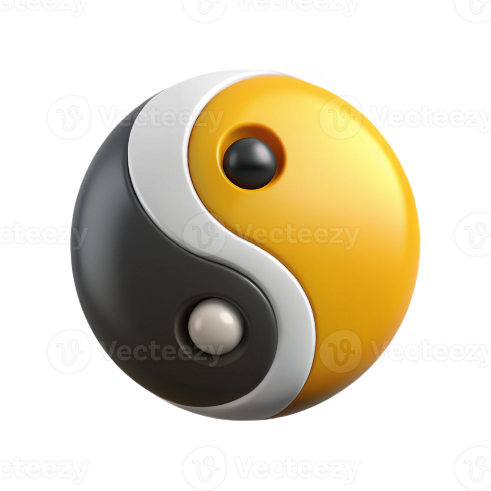 rare futuristic Yin-yang symbol character with clearly defined halves. Symmetrical design, flat color with Scalable Design. luxury png