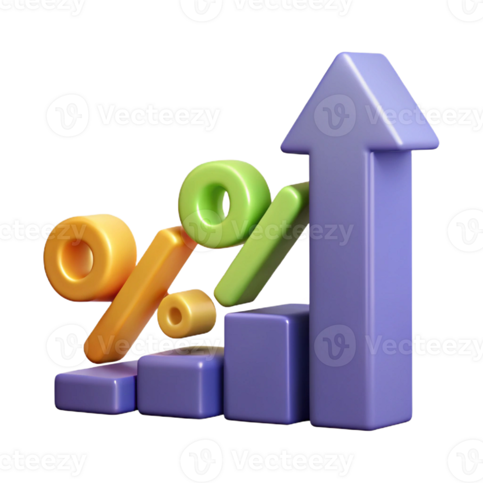 whimsical glorious Upward trending arrow with percentage labels. Clean lines, flat color, minimal design with Scalable Design. ultra HD png