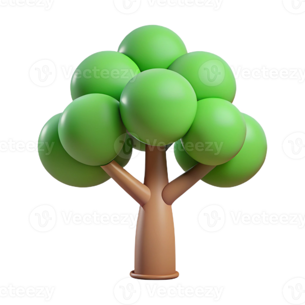 standout organic Stylized tree with circular leaves. Minimal, flat color, with Scalable Design. high quality png
