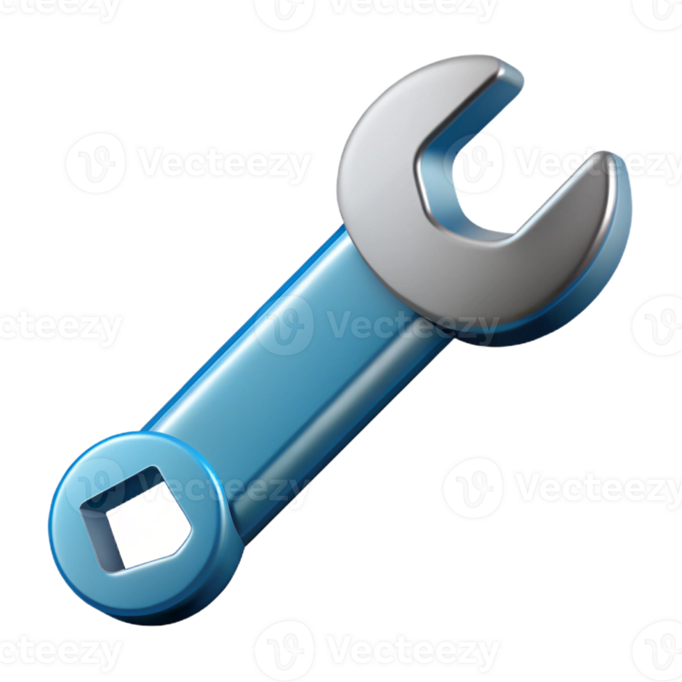 striking reflective classic Technical illustration of a wrench. Clean lines, with Scalable Design. high quality png
