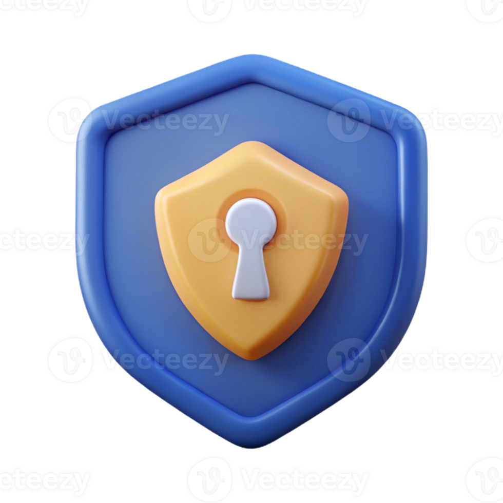 tranquil pristine Shield-shaped badge with a stylized keyhole. Flat color, clean lines, minimal design with Scalable Design. professional png