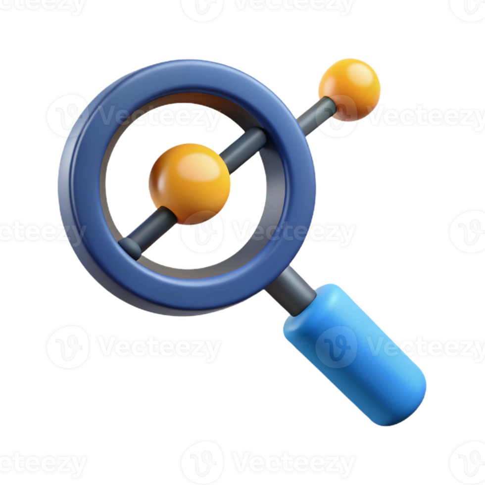 striking artistic Magnifying glass over a data point. Clean lines, flat color, single-weight stroke with Scalable Design. sharp png