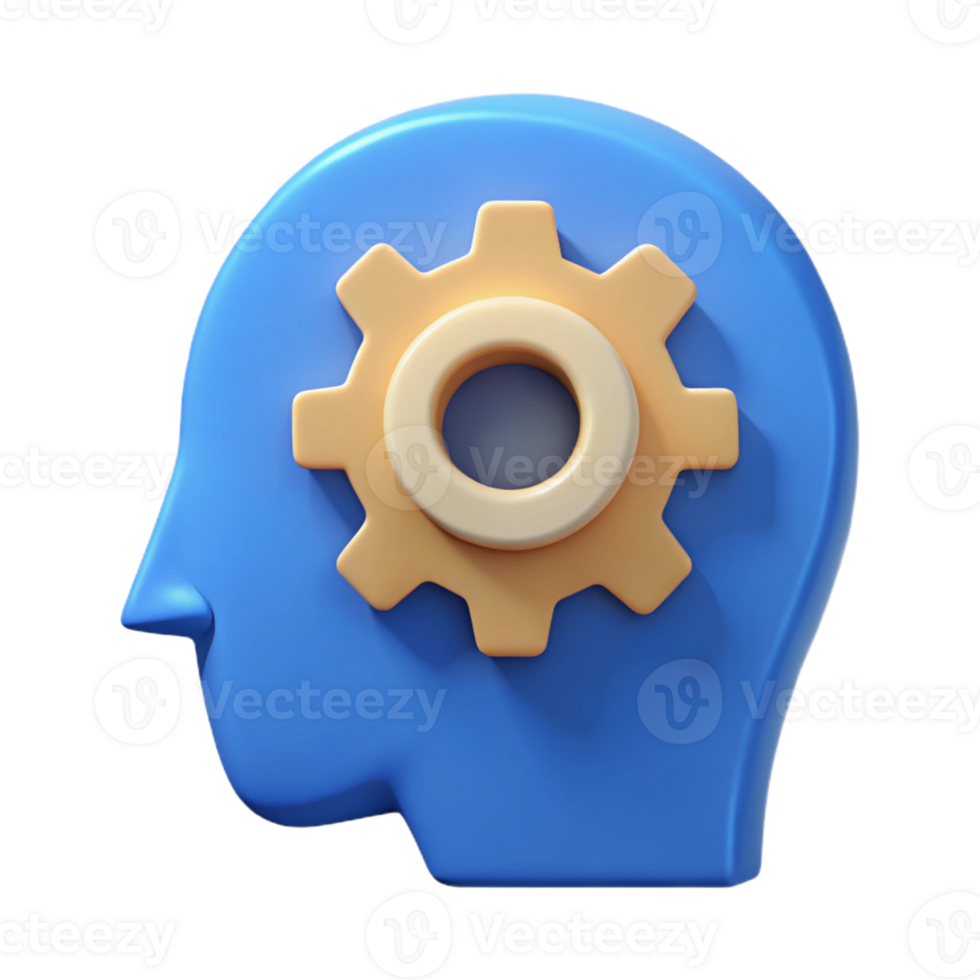 immaculate elegant Human head silhouette with gear icon inside. Minimal, flat color with Scalable Design. studio quality png