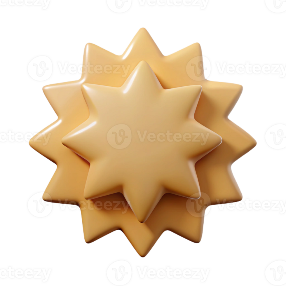 rare mid-century Starburst badge with sharp points, scalable, flat beige with Scalable Design. high quality png