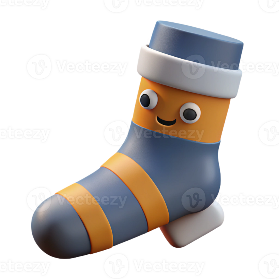 reflective majestic Sock character with stripes, heel detail. Minimal design, crisp edges, flat color with Scalable Design. genuine png