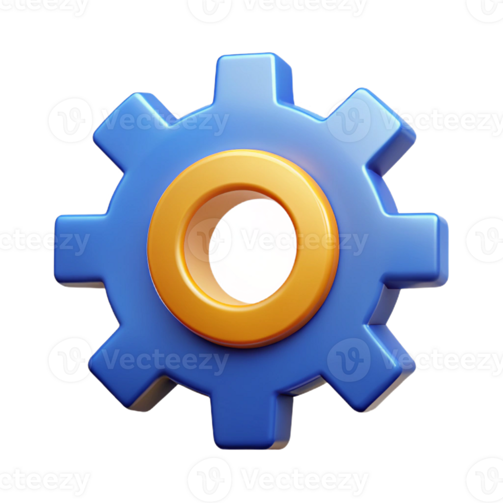 remarkable surreal Symmetrical gear icon with crisp edges and flat color. with Scalable Design. 4K png