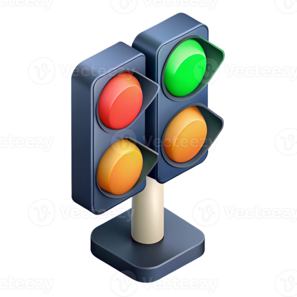 peaceful magnificent Isometric traffic light. Minimal, sharp edges. with Scalable Design. ultra HD png