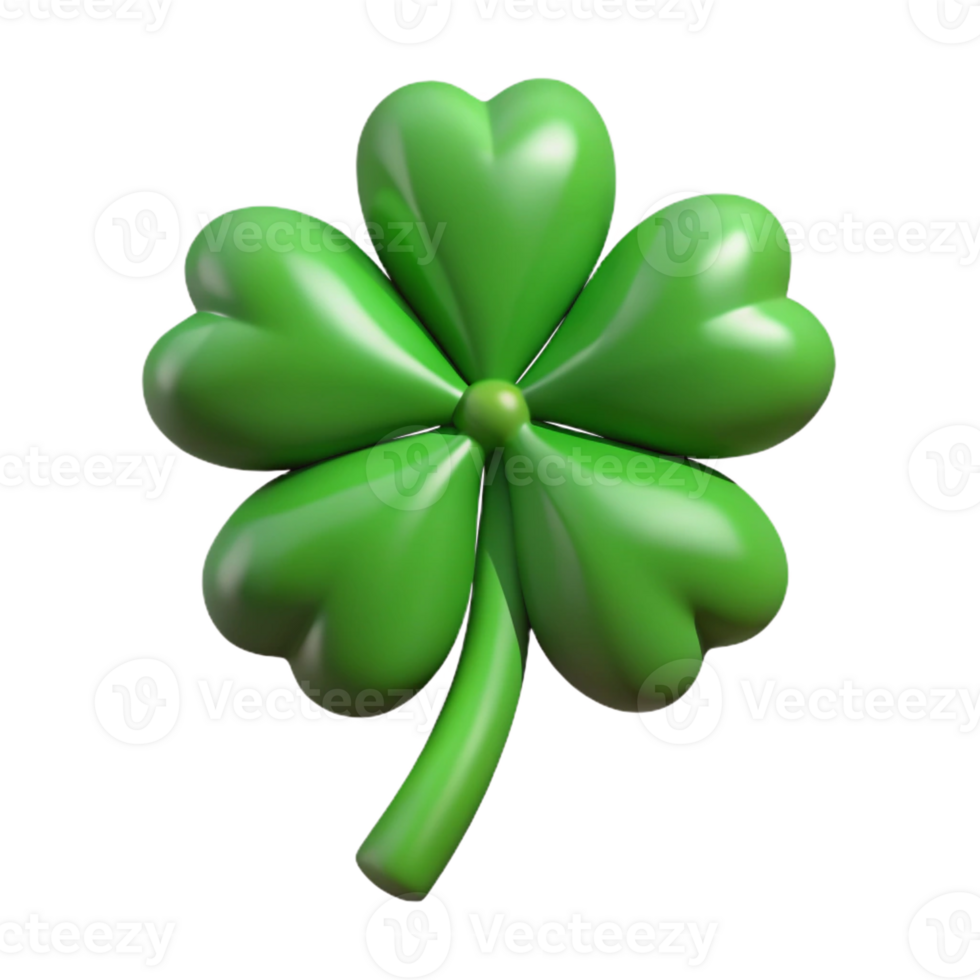 picturesque artistic Symmetrical silhouette of a four-leaf clover. Single-weight stroke, flat color, crisp edges with Scalable Design. 8K png