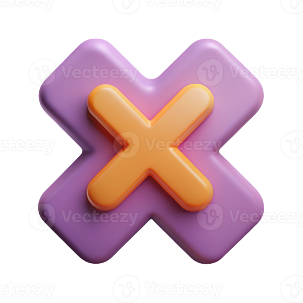 celebrated surreal Symbol of delete. X icon. Flat color, crisp edges, single-weight stroke with Scalable Design. professional png