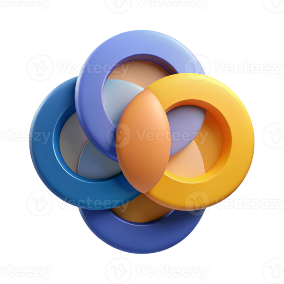 intense wonderful Abstract composition of five overlapping circles. Minimal, flat color, crisp edges with Scalable Design. artisan png
