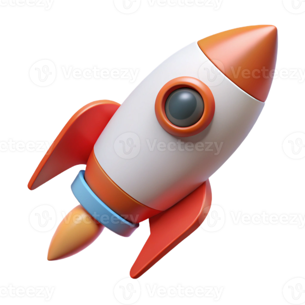 sumptuous harmonious modern Rocket character with a pointed nose cone. Minimal, scalable, single-weight stroke with Scalable Design. 4K png