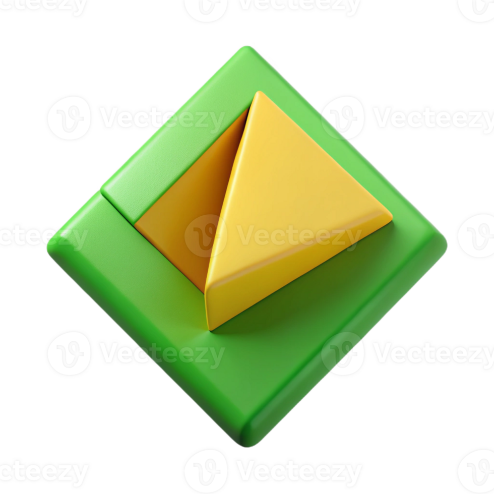 radiant dramatic nordic Green triangle intersecting a yellow square. Flat color, crisp edges, minimal with Scalable Design. handcrafted png