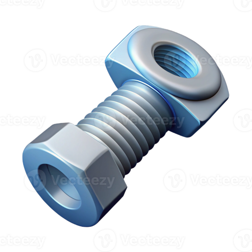 remarkable traditional Technical illustration of a bolt and nut. Clean lines, with Scalable Design. studio quality png
