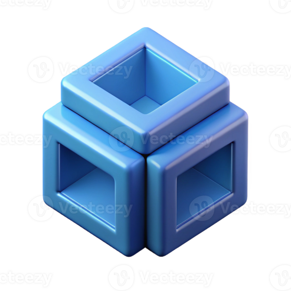 sumptuous coastal Isometric cube with three visible faces. Clean lines, geometric, with Scalable Design. 4K png