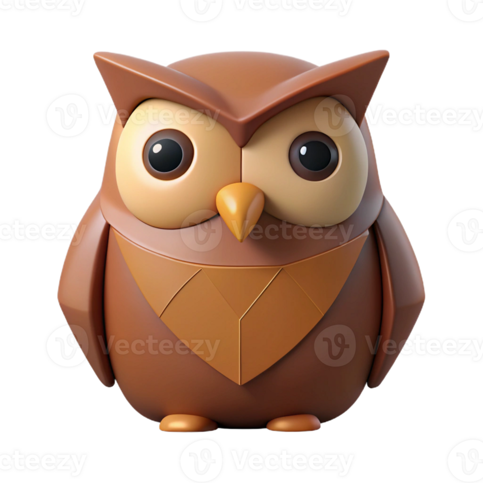 vibrant organic Minimal geometric owl with crisp edges and flat brown color with Scalable Design. authentic png