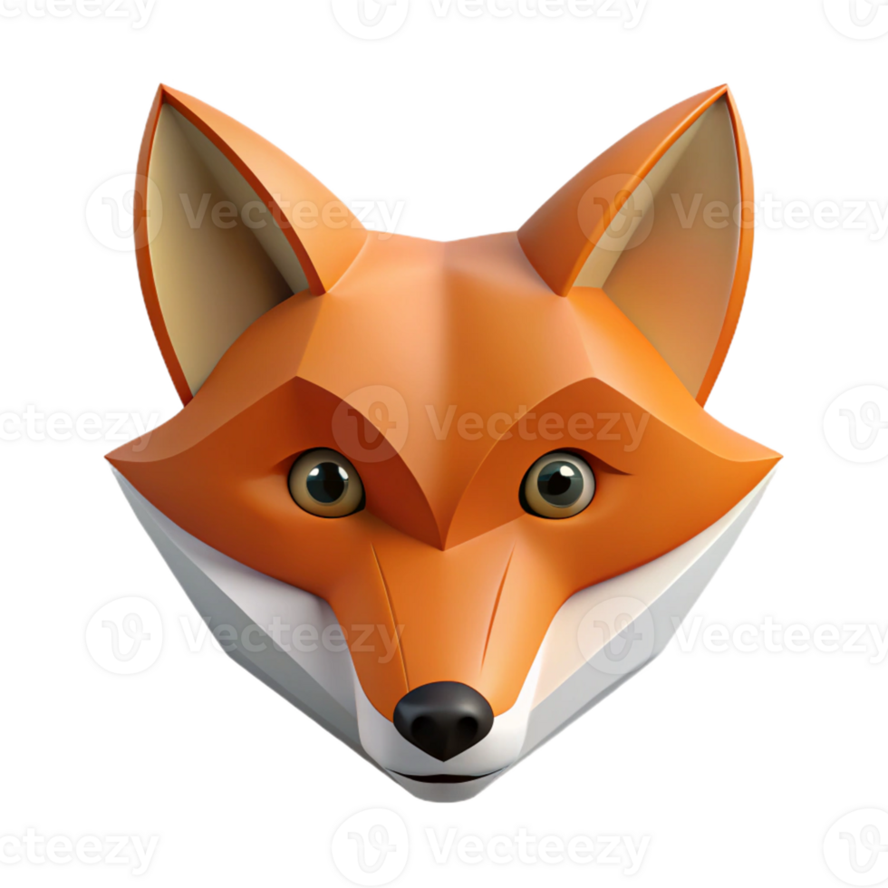 sought-after vintage Minimal geometric fox face. Clean lines, flat color, crisp edges with Scalable Design. refined png