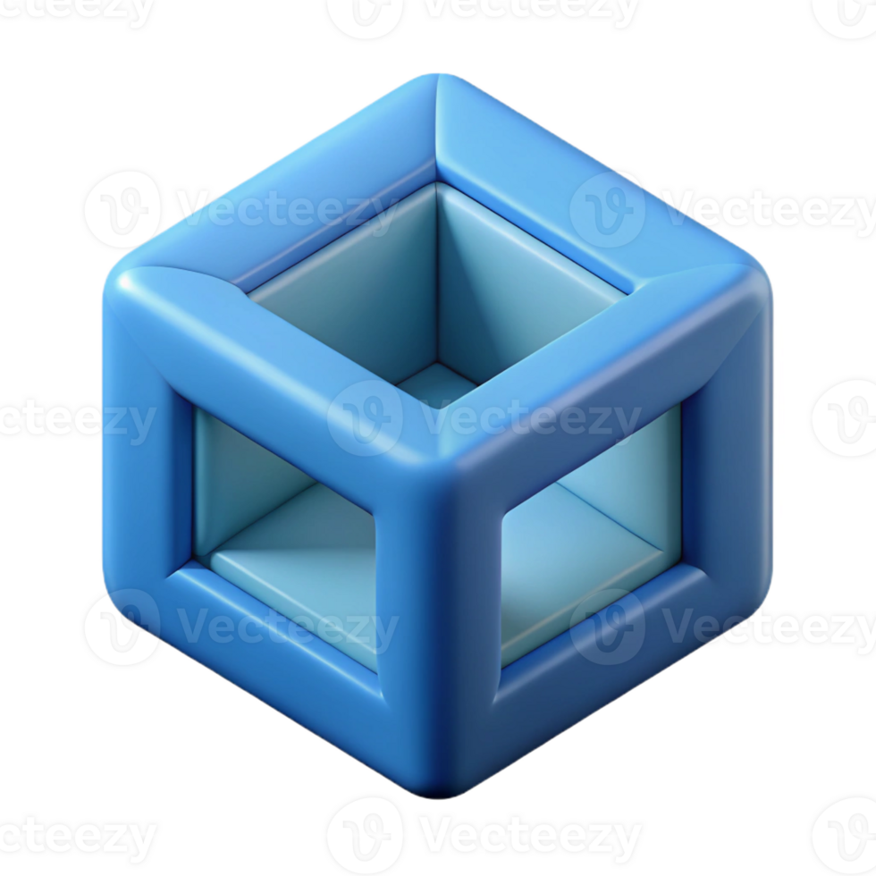 whimsical enchanting Geometric cube shape. Symmetrical design, clean lines, flat color with Scalable Design. fine detail png