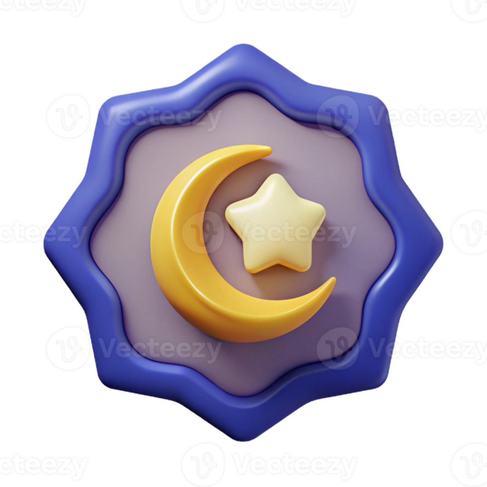 peaceful pristine Crescent moon badge with a star inside. Symmetrical, minimal, flat color with Scalable Design. handcrafted png