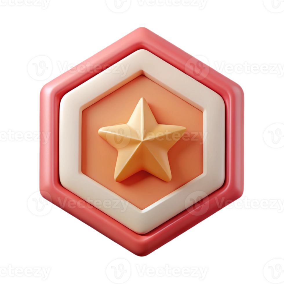 reflective pristine Hexagonal badge with a six-pointed star. Clean lines, scalable, symmetrical with Scalable Design. premium png