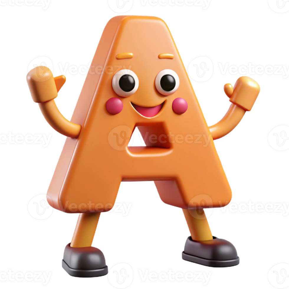 dramatic remarkable Letter A character with arms and legs. Single-weight stroke, flat color, minimal design with Scalable Design. png