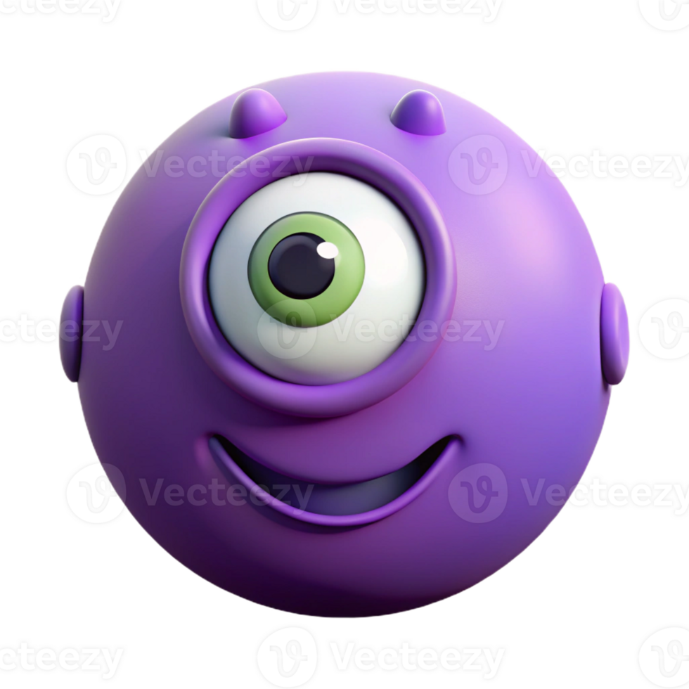 serene dreamy organic Round, single-eyed monster, crisp edges, flat purple, minimal details with Scalable Design. high resolution png