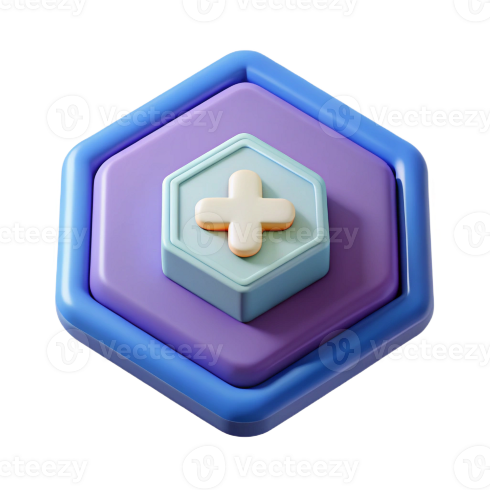 reflective mesmerizing Hexagonal badge with cross, single-weight stroke, flat color, with Scalable Design. luxury png