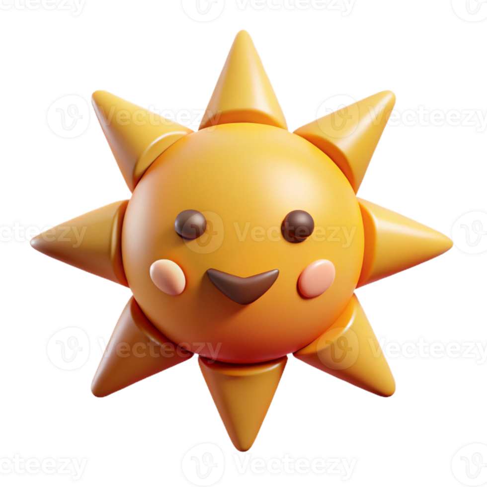 sereno orgânico Sol personagem com oito triangular raios. simétrico, plano cor, com escalável Projeto. afiado png