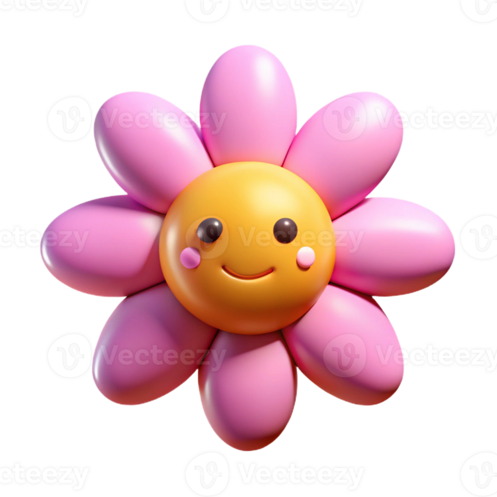 memorable art deco Flower character with five rounded petals. Clean lines, flat color, minimal design with Scalable Design. flawless png