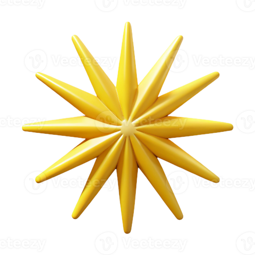 splendid renaissance Minimal, symmetrical starburst with sharp points. Single-weight stroke, yellow flat color. with Scalable Design. fine detail png
