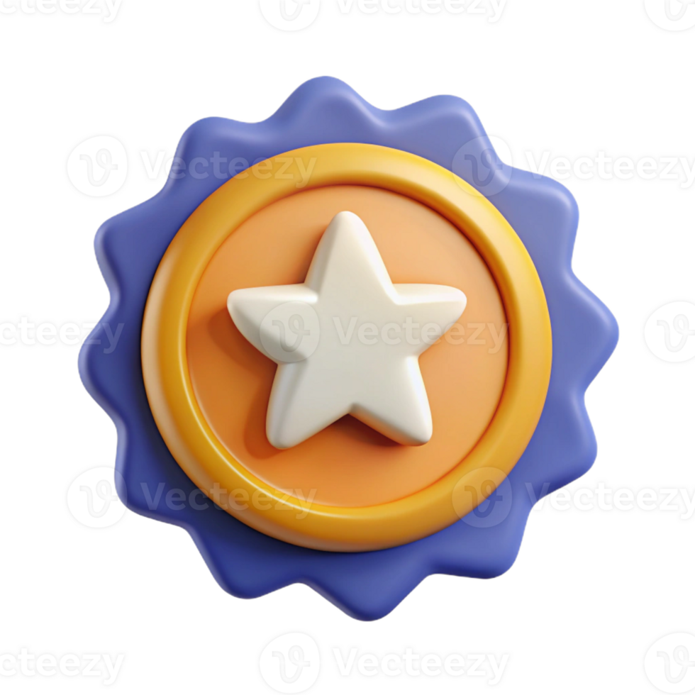 gorgeous playful mid-century Circular badge with star, clean lines, flat color, with Scalable Design. sharp png