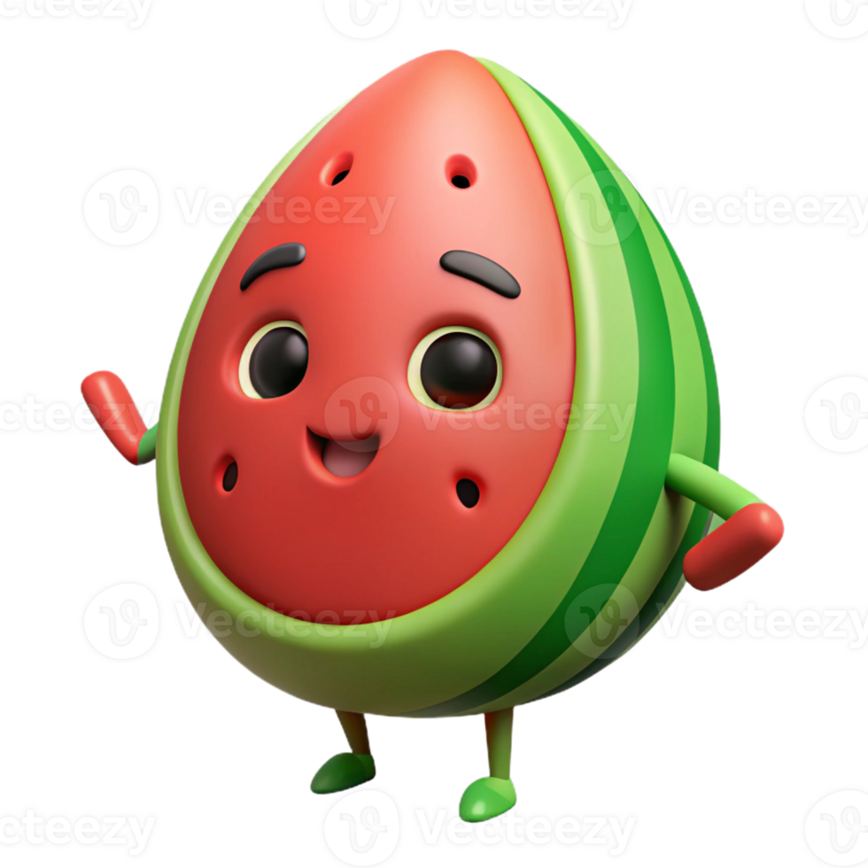 hypnotic artistic Watermelon character with seeds, flat green and red, single-weight stroke with Scalable Design. top-tier png