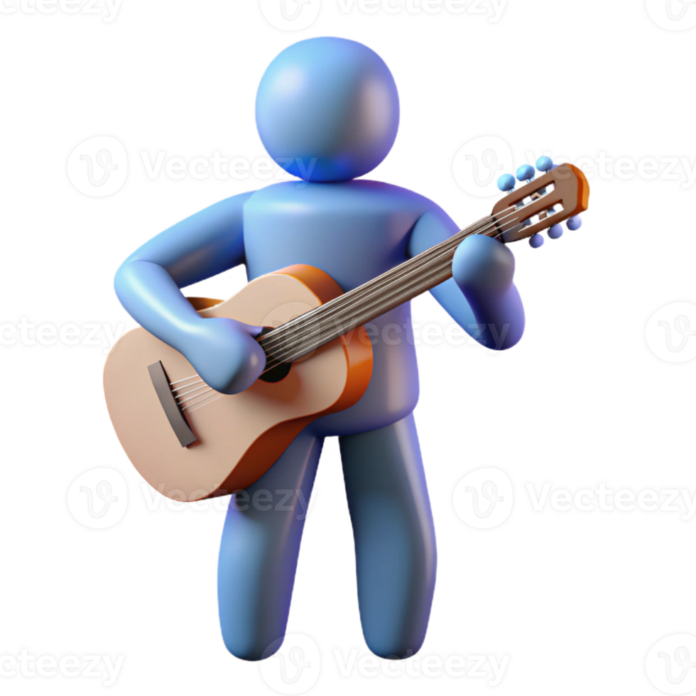 romantic impressive Silhouette of a playing guitar. Single-weight stroke, flat color, clean lines with Scalable Design. high resolution png