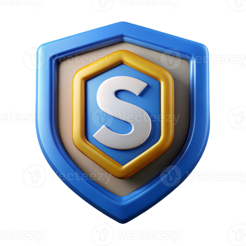 celebrated creative Shield badge, stylized letter S . Clean lines, scalable design, flat color with Scalable Design. high quality png