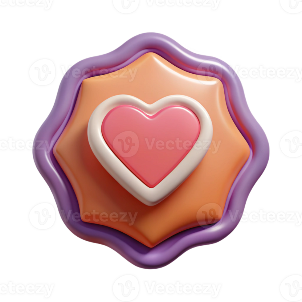 immaculate celebrated Heart-shaped badge, symmetrical, clean lines, single-weight stroke, flat color with Scalable Design. png