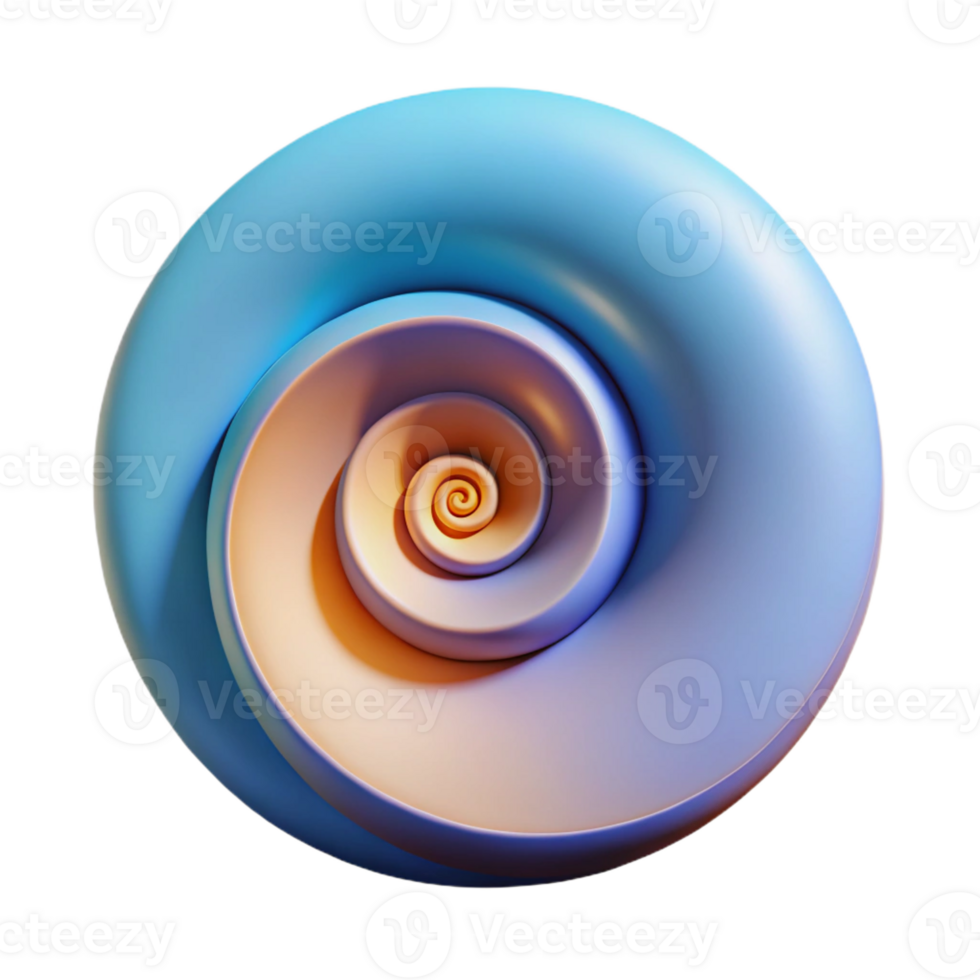 spectacular whimsical baroque Fibonacci spiral, single-weight stroke, clean lines. Flat color, with Scalable Design. high quality png