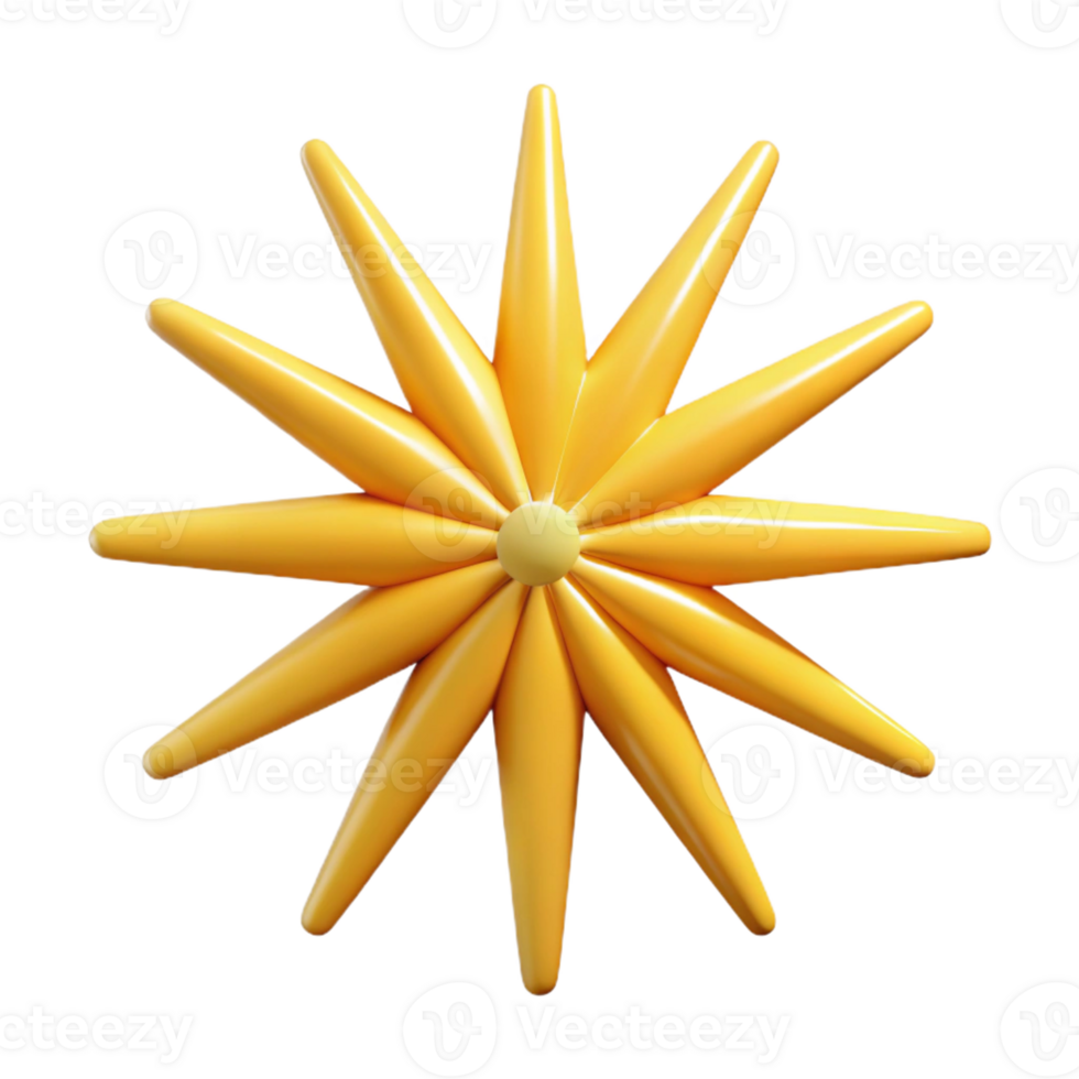 sumptuous dynamic renaissance Minimal, symmetrical starburst with sharp points. Single-weight stroke, yellow flat color. with Scalable Design. top-tier png