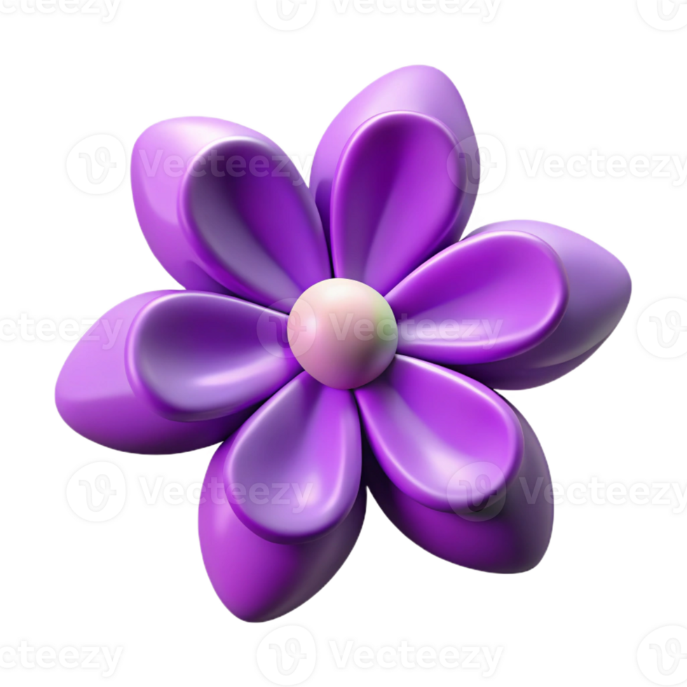 inigualável moderno simétrico flor com cinco pétalas, peso único AVC, e plano roxa cor com escalável Projeto. afiado png