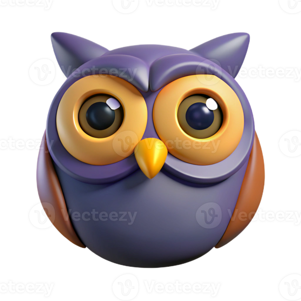 tranquil impressive Geometric owl with large circular eyes. Symmetrical, flat color, with Scalable Design. expertly shot png