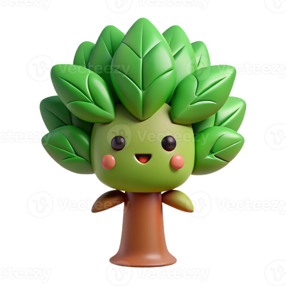 impressive rare Tree character with simple leaves, flat green and brown, with Scalable Design. png