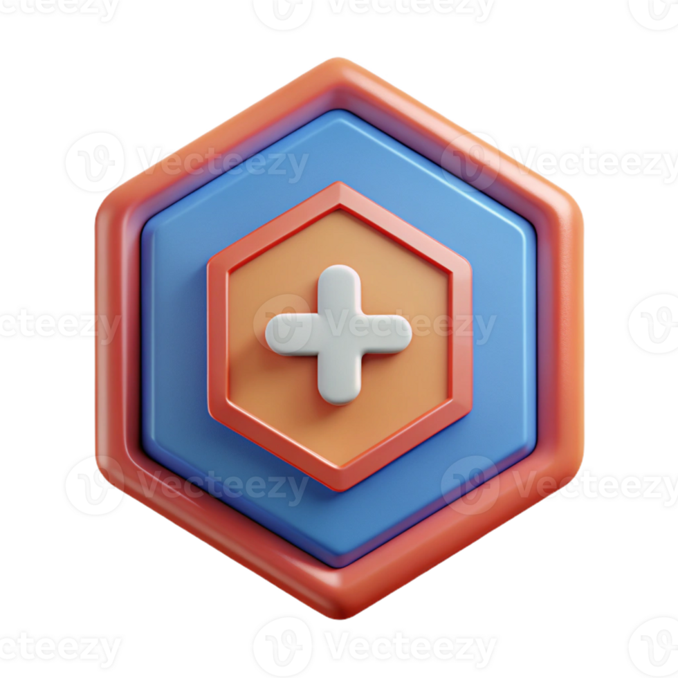 beautiful gothic Hexagonal badge with cross, single-weight stroke, flat color, with Scalable Design. luxury png