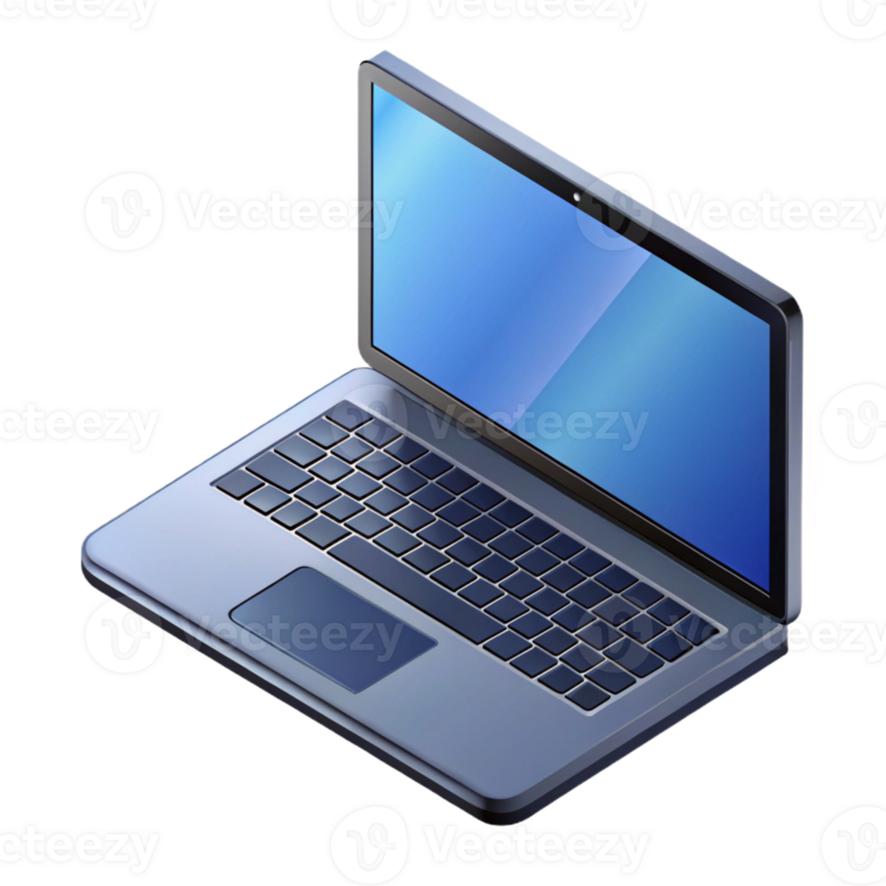 reflective radiant Crisp edges isometric laptop with scalable design and a black screen with Scalable Design. gallery standard png