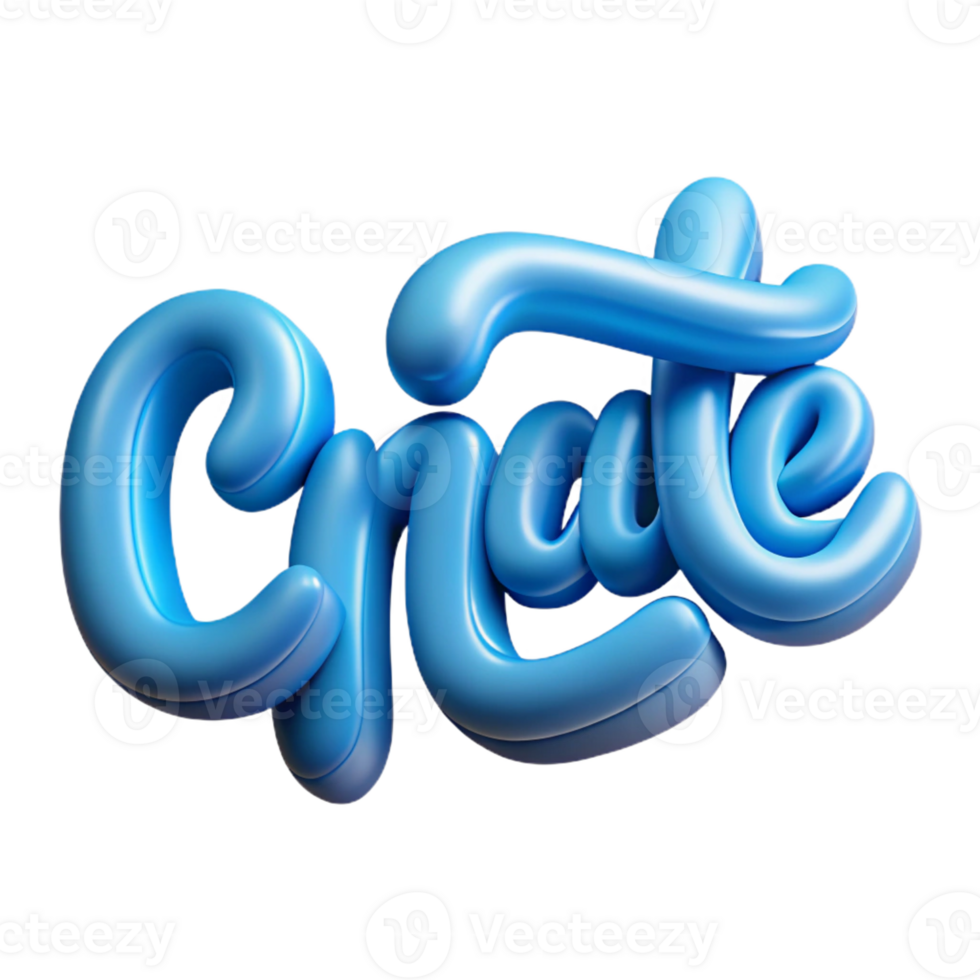 exquisite whimsical artistic Scalable, italicized CREATE in soft blue. Crisp edges, single-weight stroke with Scalable Design. detailed png