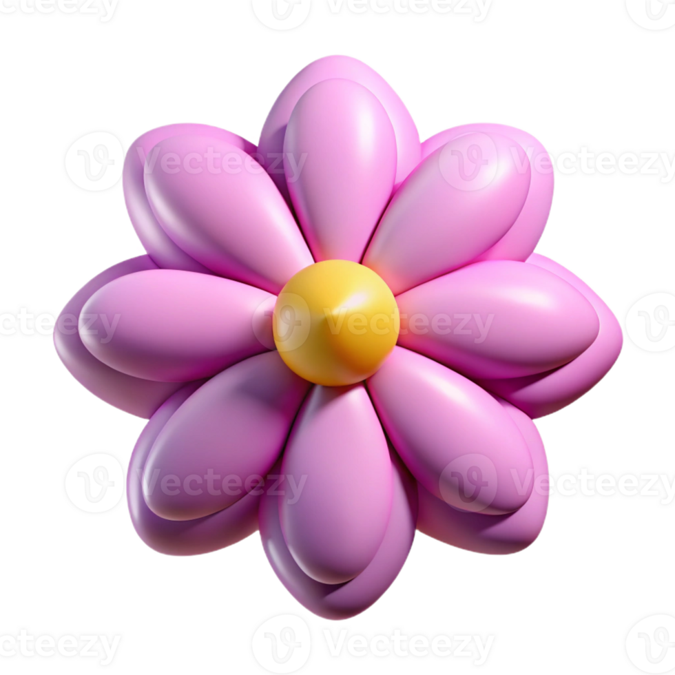 vibrant impressionist Flower character with rounded petals. Symmetrical, minimal, single-weight stroke with Scalable Design. sharp png