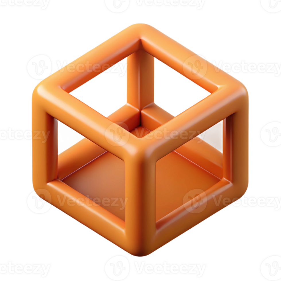 standout victorian Geometric monoline cube. Crisp edges, single-weight stroke, with Scalable Design. detailed png