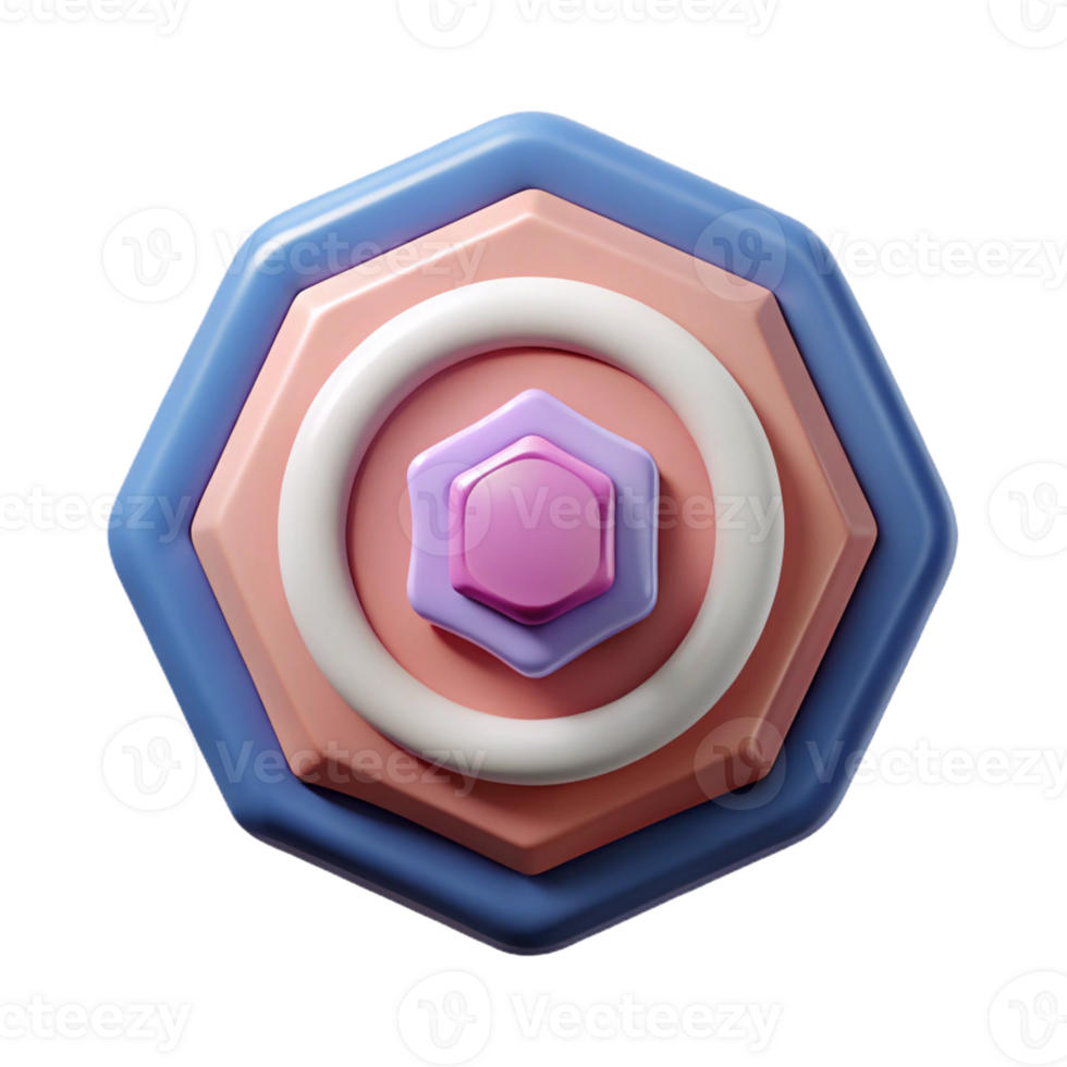 stunning ethereal mid-century Pentagon badge, concentric circles, single-weight stroke, flat color with Scalable Design. ultra HD png